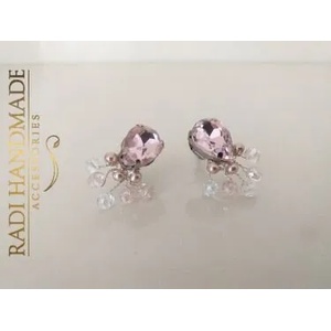 Radi handmade Нежни обици с розови камъни и кристали (350 Рћ)