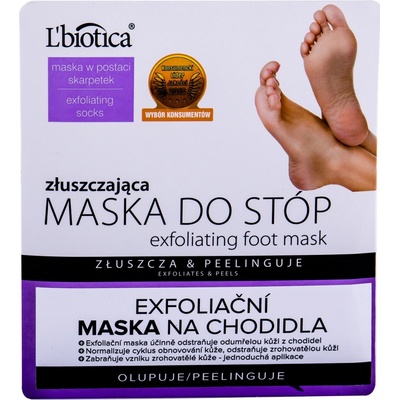 L´Biotica Foot Mask Exfoliating dámský maska pro zjemnění a hydrataci nohou 1 ks
