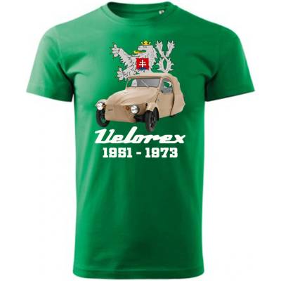 Maverprint Retro tričko Velorex 1951–1973 legenda československých ciest Zelená