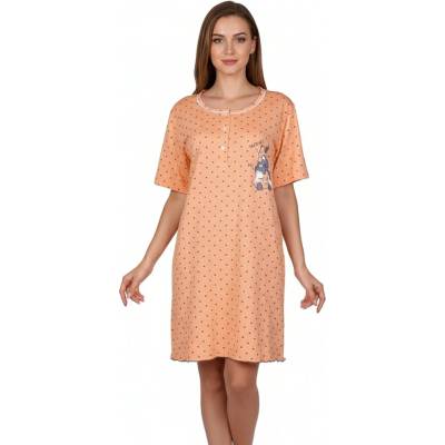 Макси нощница в кайсиев цвят на точки и котета