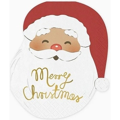 PartyDeco Ubrousky papírové Merry Christmas Santa 12 ks 13x16cm