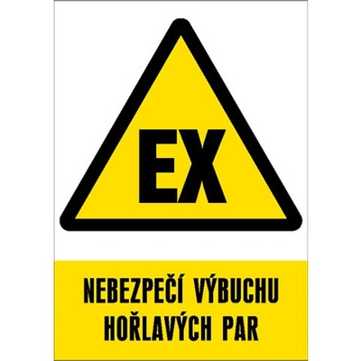 Značka Nebezpečí výbuchu hořlavých par, samolepicí fólie, 210 × 297 mm BZ FE355