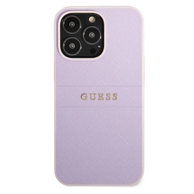 GUESS Saffiano PU Leather Hard Case - дизайнерски кожен кейс за iPhone 13 Pro Max (лилав)