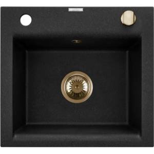 INVENA Композитна мивка Invena Tesalia черно-златна 48x44 см (AZ-01-Z41-B) Мивка за вграждане