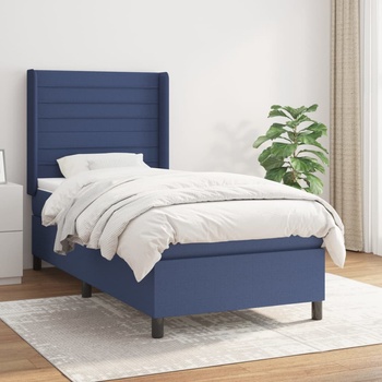 vidaXL Боксспринг легло с матрак, синя, 90x190 см, плат (3131479)
