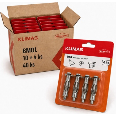 Klimas Wkret-Met 5x45mm - 1 Kartón (10x4 ks) - Hmoždinka rozperná oceľová do sadrokartónu "MOLLY" M5 x 45 blister, BMOL