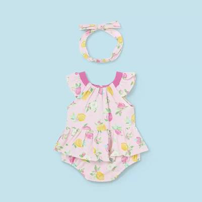 Mayoral Гащеризон трикотажен с диадем juicy за новородено момиче Mayoral с плодове