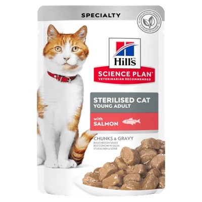 Hill's Hill’s science plan feline sterilised cat young adult ПАУЧ СЪС СЬОМГА - МАЛКИ КЪСЧЕТА В СОС ГРЕЙВИ ЗА МЛАДИ КАСТРИРАНИ КОТКИ ОТ 6 МЕС. ДО 6 ГОД. 12х85 г. 1.020 кг