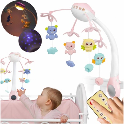 Ricokids RK 813 Kolotoč nad postýlku s projektorem růžový