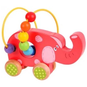 Bigjigs Toys Bigjigs- Дървена играчка за бутане Слонче (BB071)