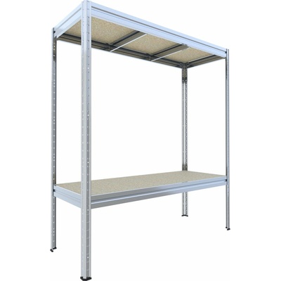 Biedrax Velký regál do sklepa 60 x 160 x 180 cm, pozink, 2 police OSB 10mm, nosnost 400 kg na polici