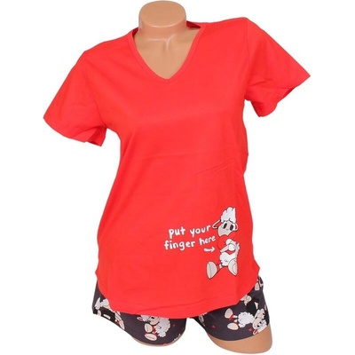 Дамска лятна пижама в червено и графитено с овчици