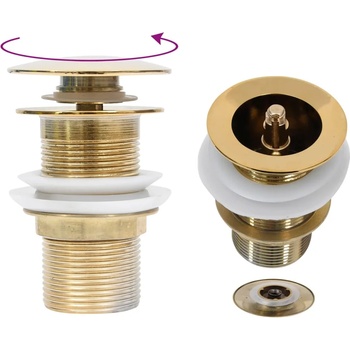 vidaXL Сифон клик-клак без преливник, златист, 6, 4x6, 4x9, 1 см (149062)