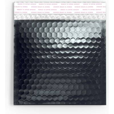 Lesklé metalické bublinkové obálky - 165 x 165 mm - Černá