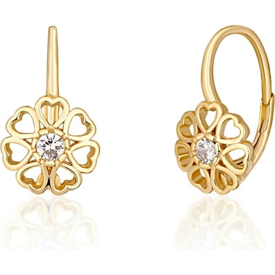 JVD Pozlátené visiace náušnice Srdcový kvet SVLE1514XH2GO00