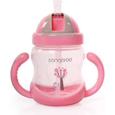 Cangaroo - Чаша с пластмасова сламка 280ml C058 розов