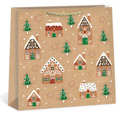 ARGUS Darčeková papierová taška (38 x 38 cm) - Vianočné domčeky a stromčeky 08850005
