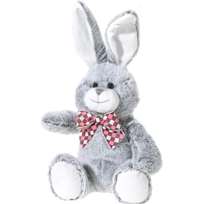 HEUNEC Плюшена играчка Heunec - Зайче с карирана панделка, сиво, 30 cm (830172-2)