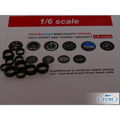 AEROCOCKPIT Palubní přístroje sada 1/6 Sport And Tourist Aicraft s rámečky