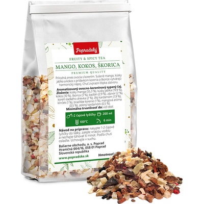 Balírny obchodu Poprad Sypaný ovocný čaj Mango kokos skořice 100 g