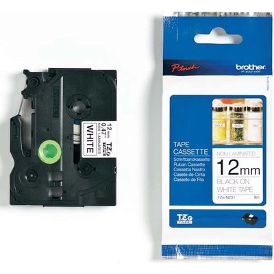 Páska do štítkovače Brother TZe-N231 12mm černý tisk/bílý podklad