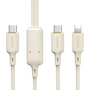 Dudao Кабел за зареждане Dudao L7SF 2в1 2x USB-C / Lightning 100W - Бежов / 1.2m KP41394