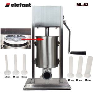 Elefant tools Пълначка за наденици 3 кг, механична, неръждаема стомана, вертикална, Elefant ML-S3, 6 фунийки (UNI-010814)