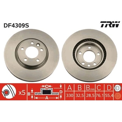 Brzdový kotúč TRW DF4309S