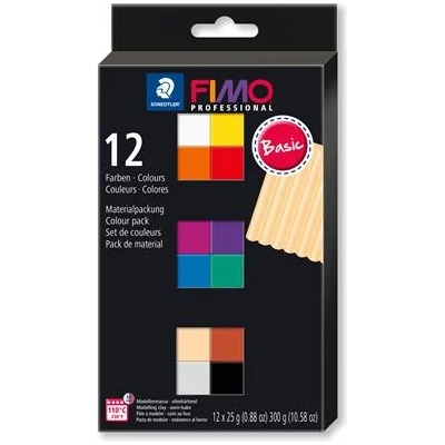 FIMO Глина, комплект, горима, 12x25 g, FIMO "Professional Basic", 12 различни цвята 8043C12-1 (8043C12-1)