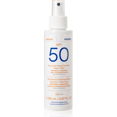 KORRES Yoghurt Sunscreen мляко за загар в спрей за лице и тяло SPF 50+ 150ml