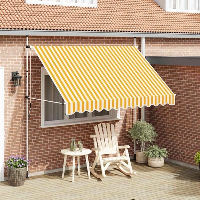 VidaXL Ručně zatahovací markýza 300 cm oranžovo-bílé pruhy