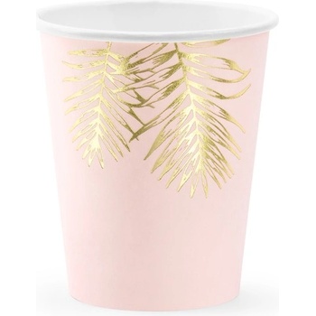 Party Deco Парти Чаши "Листа" , Бледо Розови, 1 Пакет / 6 Бр. )