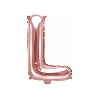 PartyDeco Fóliový balón Mini Písmeno L 35 cm ružovo zlatý