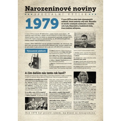 Narozeninové noviny 1979 s vlastním textem a fotografií S fotografií a textem