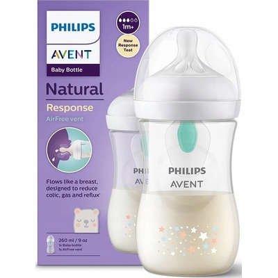 Avent Philips láhev Natural Response s ventilem AirFree medvěd 260 ml bílá