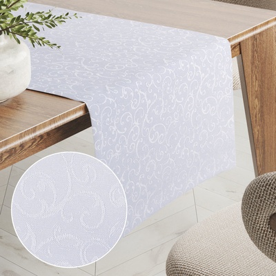 Biante Teflonový běhoun TF-078 Ornamenty studená bílá 35x160cm