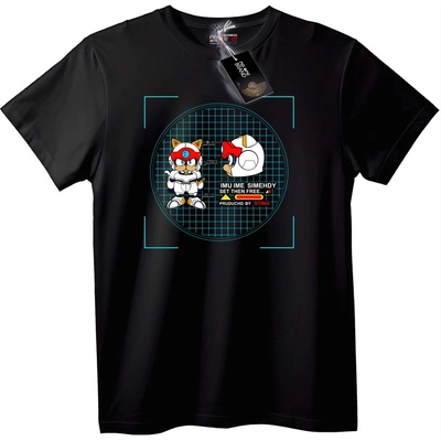 NOONEBRAND Тениска Аниме Робот Котка и Приятел - 2XL, White