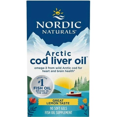 Nordic Naturals Arctic Cod Liver Oil, Olej z tresčích jater, Citrón, 90 softgelových kapslí