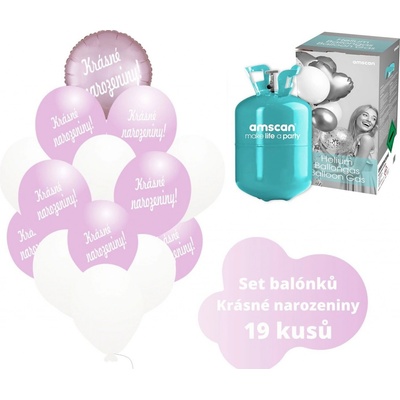 balonky.cz Helium set světlerůžový kruh + světlerůžové balónky KRÁSNÉ NAROZENINY