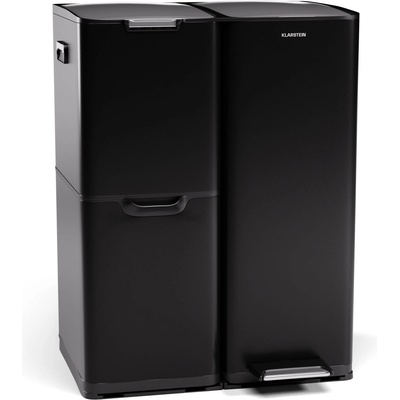 Klarstein Tiyo 3 в 1, кошче за отпадъци, 60 литра, подвижна кошница, плавно затваряне (KG28-I-60-black) (KG28-I-60-black)