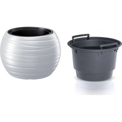 Prosperplast Květináč kulatý s vkladem MAZE bílý 39,6 cm