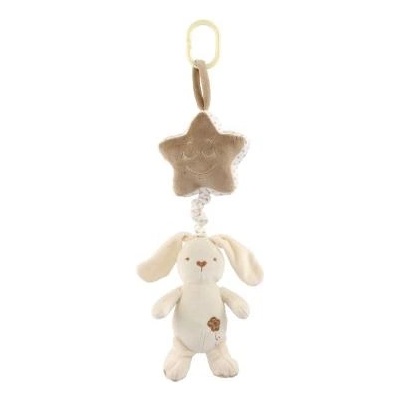 Teddies Зайче със звезда плюшено завеса за легло/количка издърпваща музикална кутия 36см