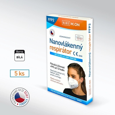 Nano M.ON nanovlákenný respirátor FFP2 bílý 5 ks