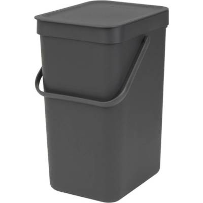 Brabantia Кош за разделно събиране на боклук Brabantia Sort&Go 647670, 12 л, Дръжка, Възможност за стенен монтаж, Тъмносив (647670)