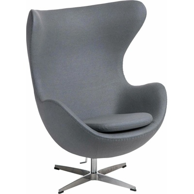 D2.DESIGN Otočný houpací křeslo ušák Jajo šedý kašmír
