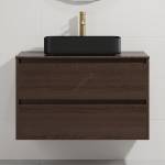 Bath Deluxe Шкаф за баня с мивка TRONDHEIM/LJORDAL 90x57x46 cm орех/черно (SETBT0153E)