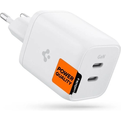 Spigen GaN PowerArc Dual USB-C Wall Charger PD 65W - захранване за ел. мрежа с 2xUSB-C PD изходи с технология за бързо зареждане (бал)
