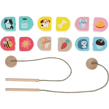 Cubika 15566 Какво ядем - комплект за нанизване - 14 дървени части