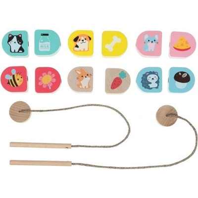 Cubika 15566 Какво ядем - комплект за нанизване - 14 дървени части