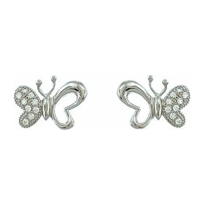 INFINITYSILVER Stříbrné náušnice motýlci se zirkony na křídle L436481s